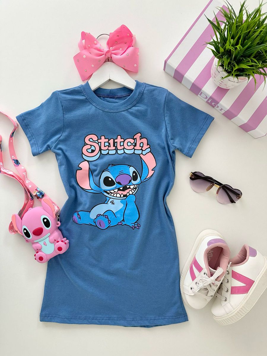 Camisetão Stitch Azul - Dondokinha Kids