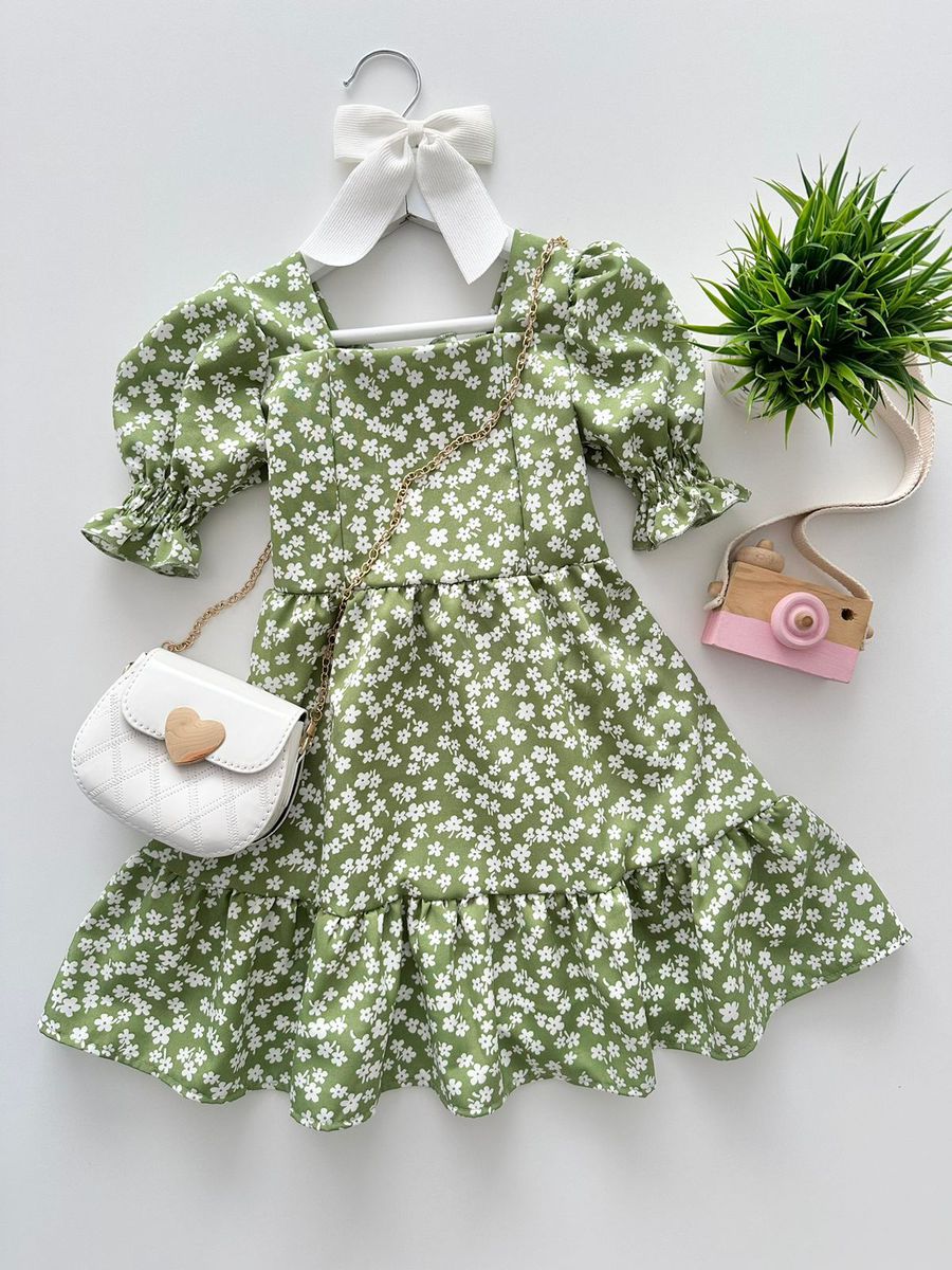 Vestido Bella Verde Oliva - Dondokinha Kids