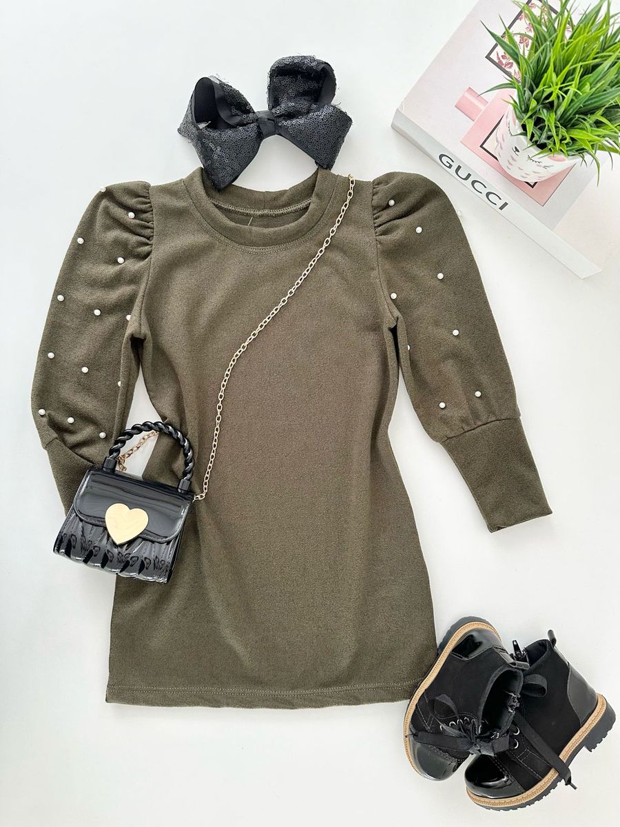 Vestido Olivia Verde Militar - Dondokinha Kids