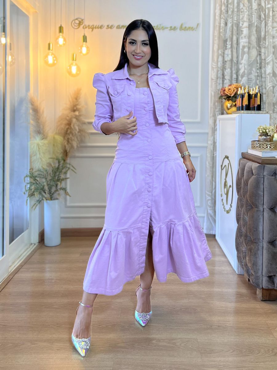 Jaqueta Nathy Jeans Cropped Lilás 