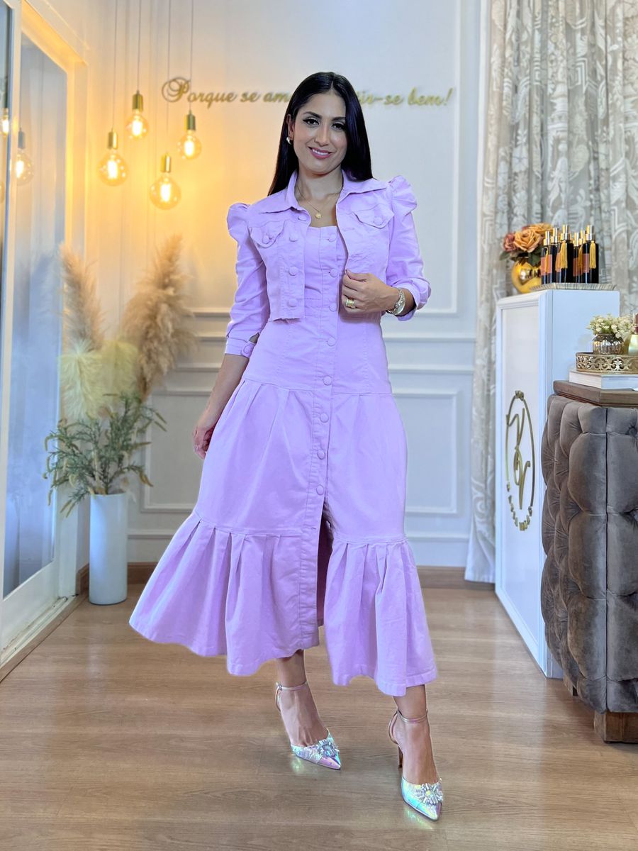 Jaqueta Nathy Jeans Cropped Lilás 