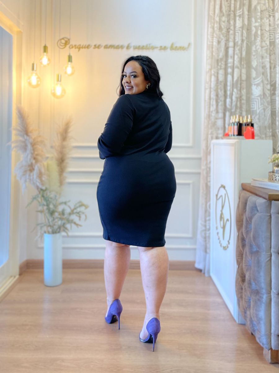 Vestido Tubinho Fúcsia Manga Longa G/GG 