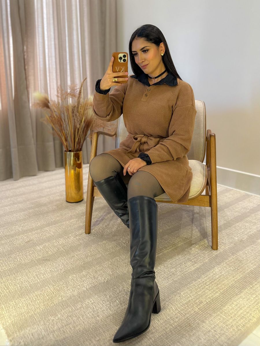 Meia Calça Feminina Preta Peluciada Nude 