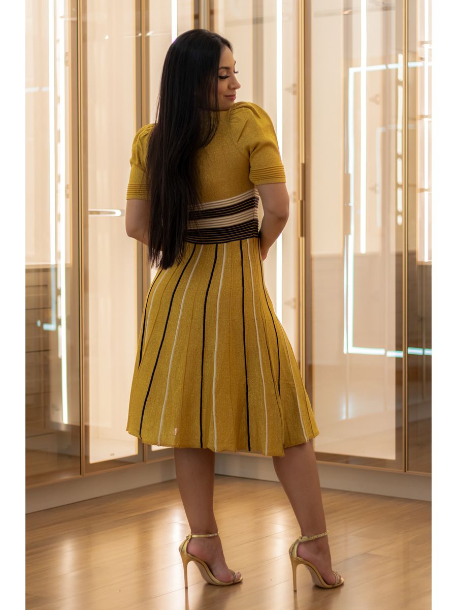 Vestido Dubai Tricot Dourado