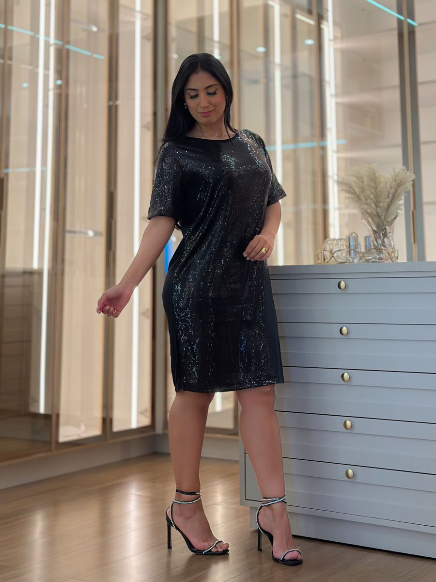 Vestido Miami Paetê Preto