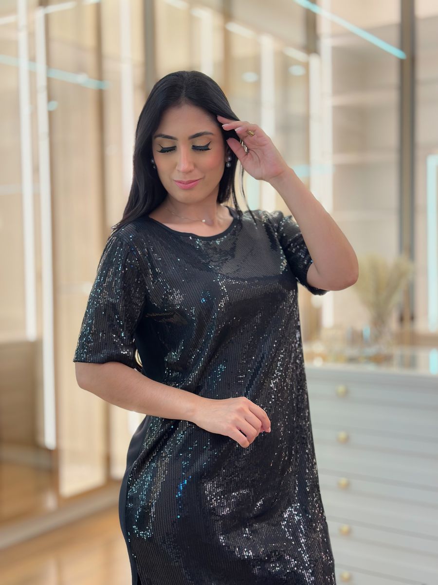 Vestido Miami Paetê Preto