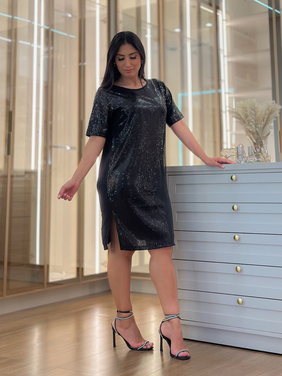Vestido Miami Paetê Preto