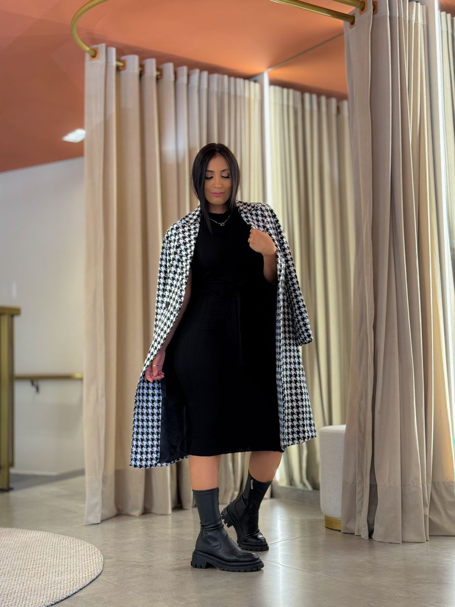 Sobretudo Irlanda Tweed Preto E Branco