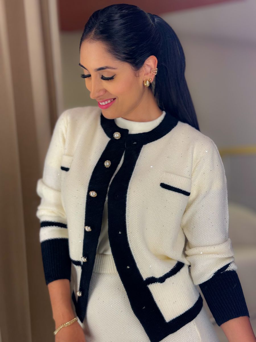 Conjunto Maya Off White E Preto