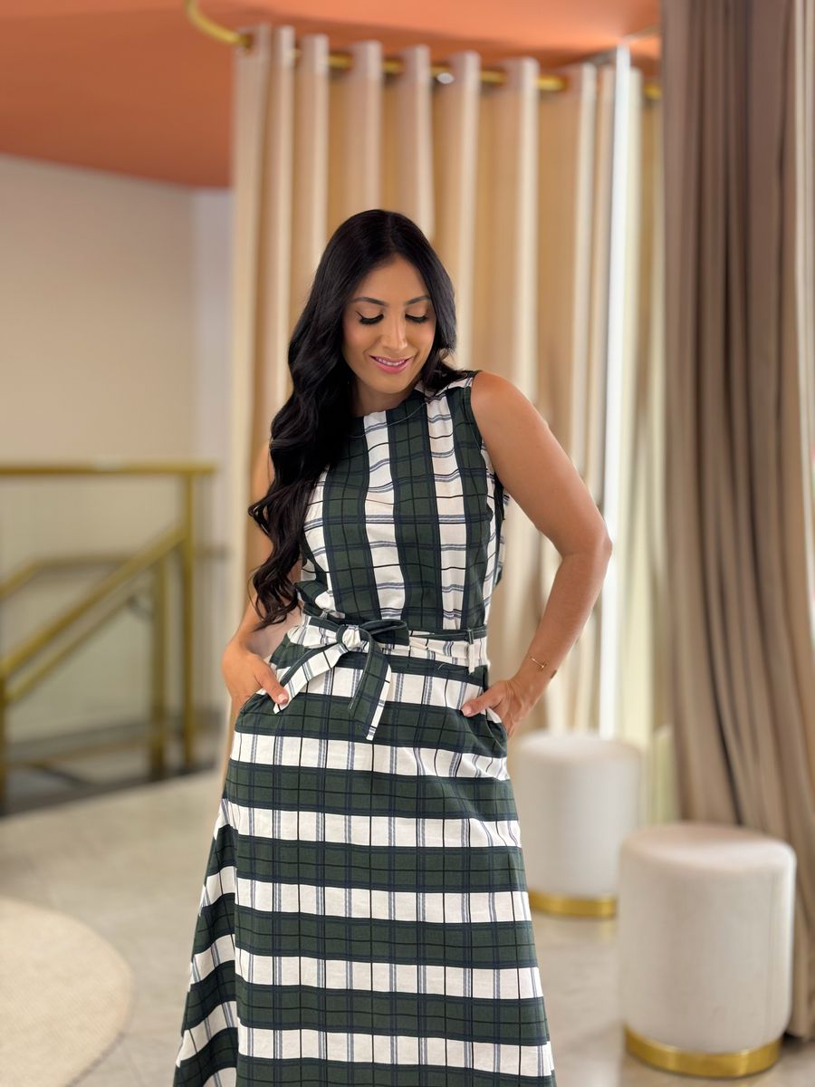 Conjunto Cecilia Xadrez Verde