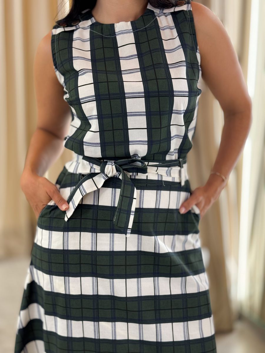 Conjunto Cecilia Xadrez Verde