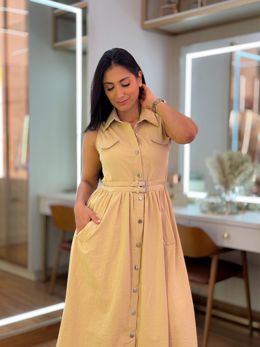 Vestido Karina Areia