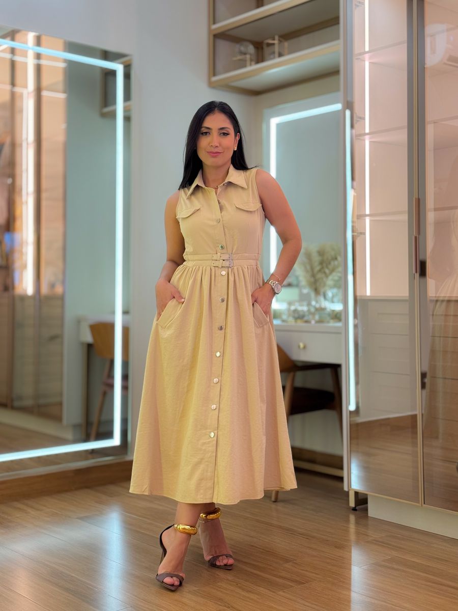 Vestido Karina Areia