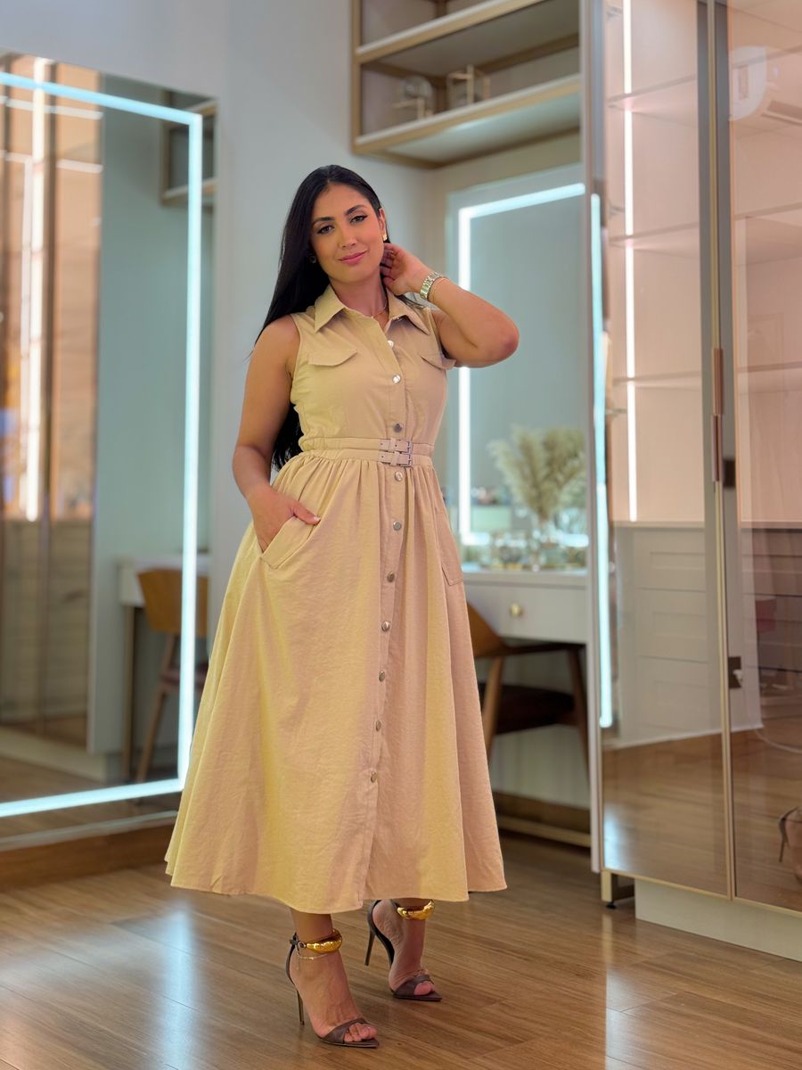 Vestido Karina Areia