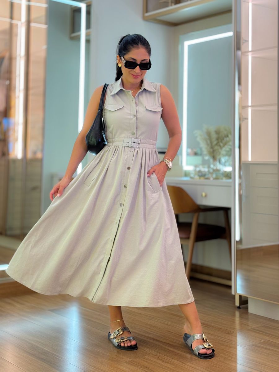Vestido Karina Cinza