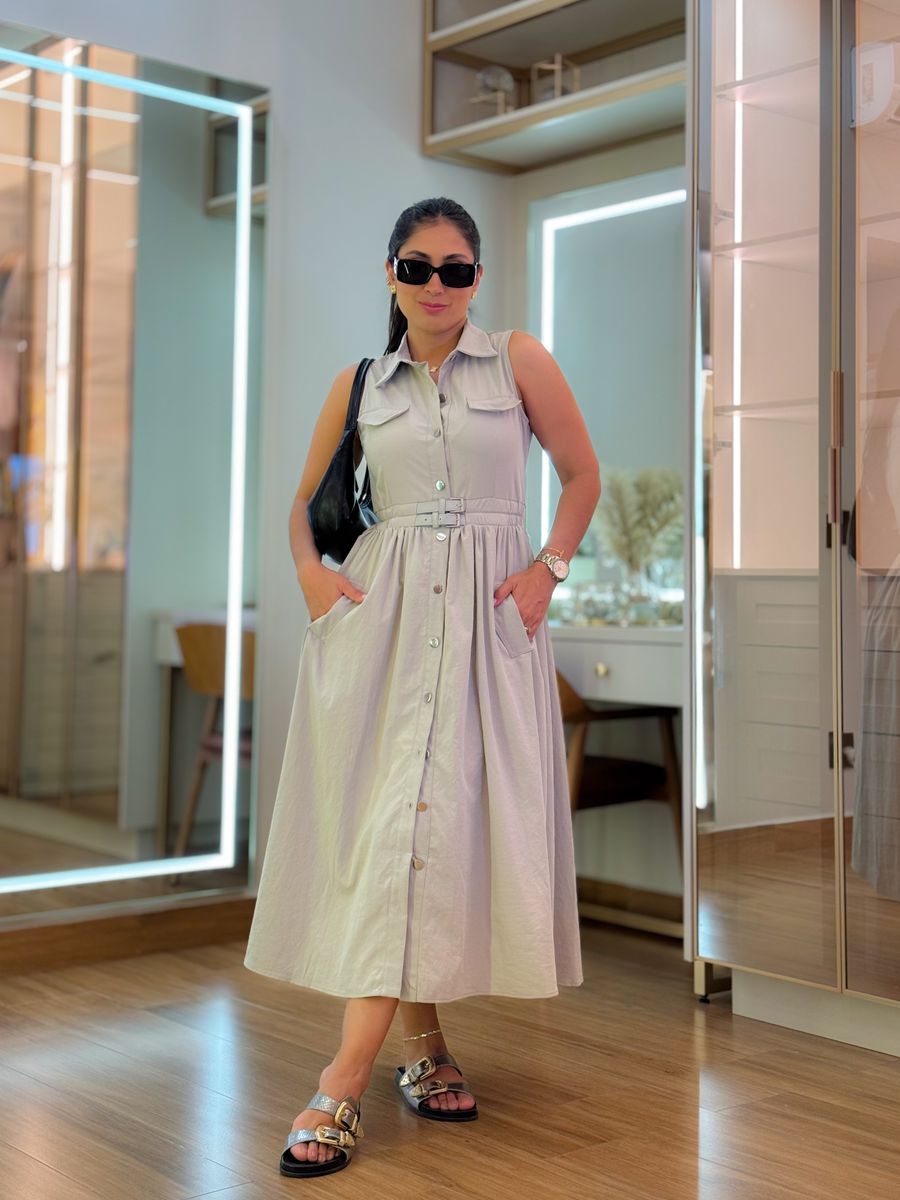 Vestido Karina Cinza