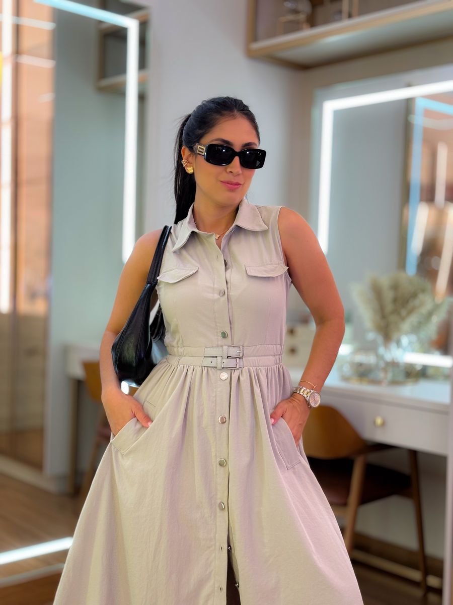 Vestido Karina Cinza