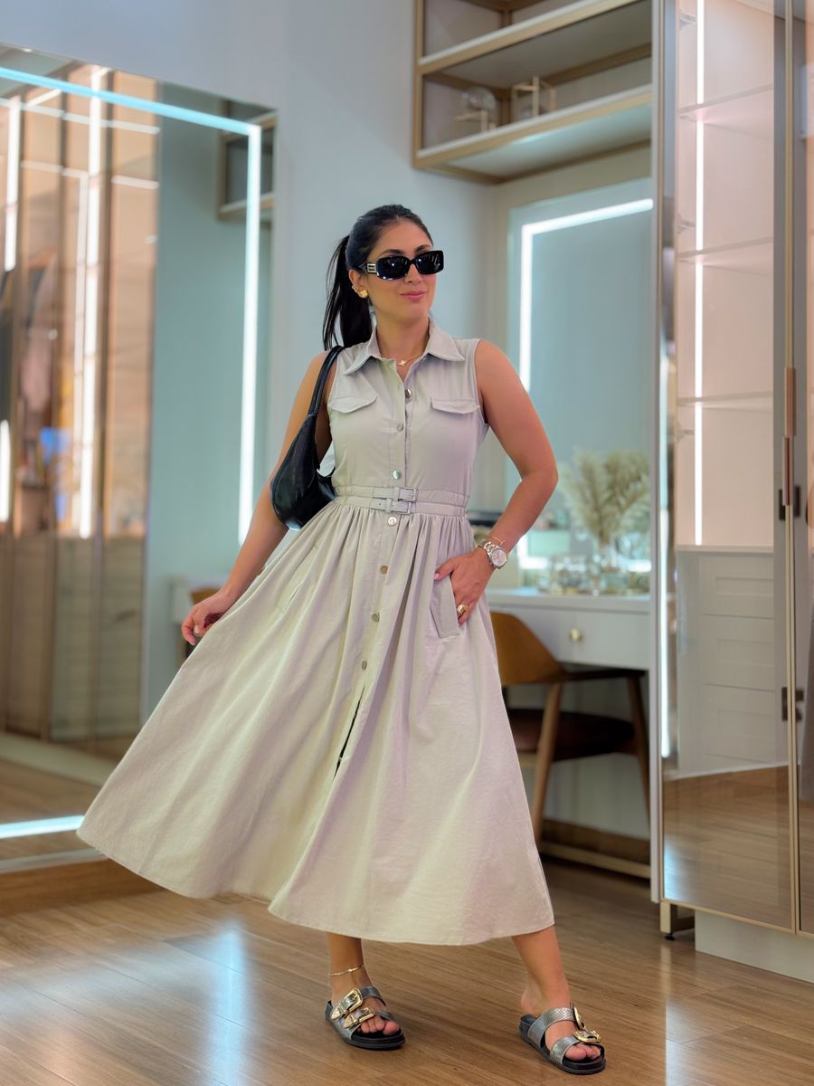 Vestido Karina Cinza