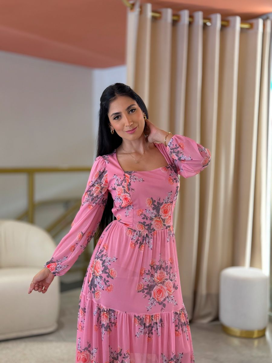 Vestido Priscila Floral Rosa