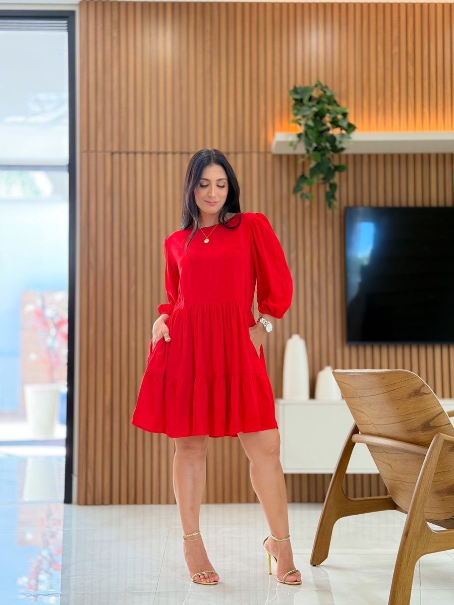 Vestido Antonela Vermelho Liso