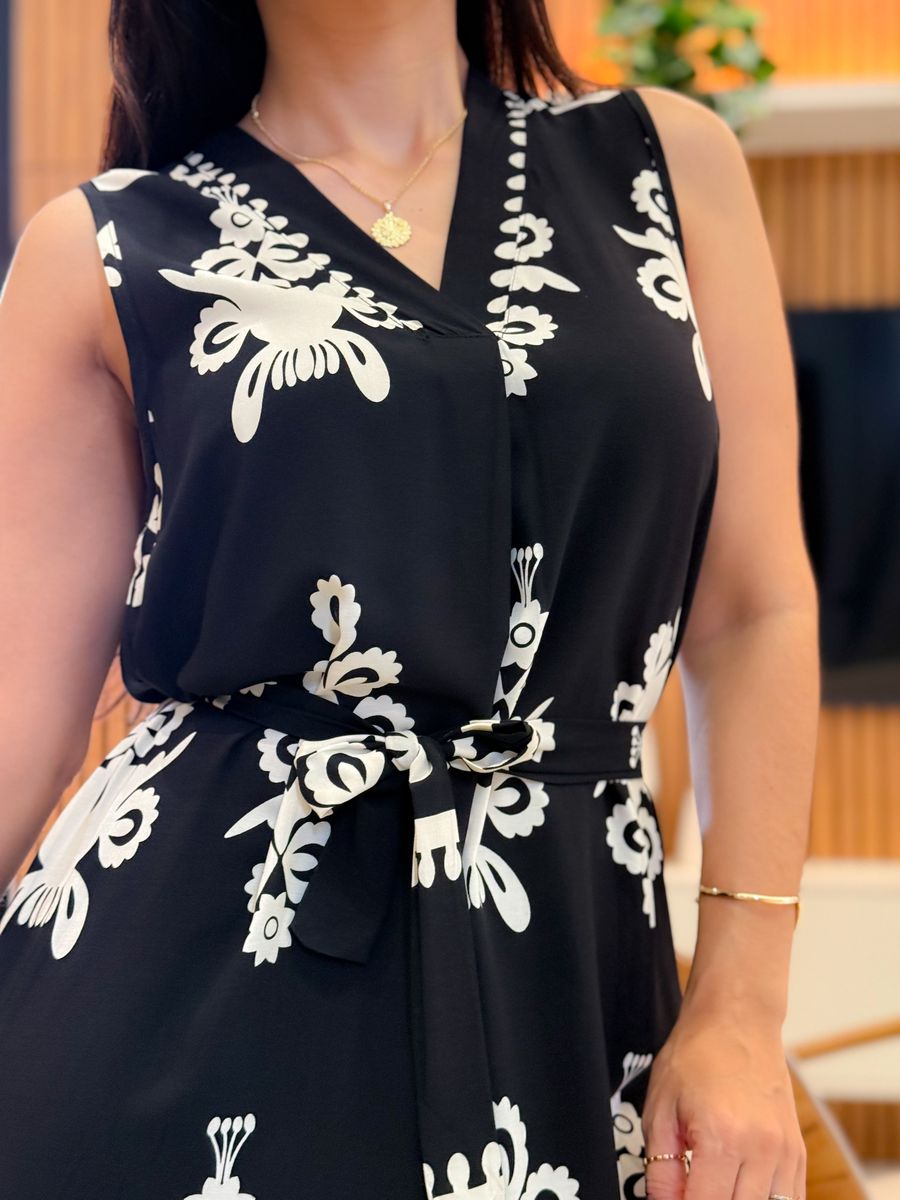 Vestido Emili Preto E Off White