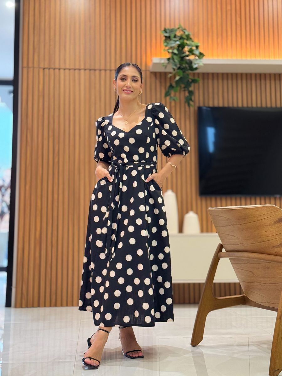 Vestido Juliana Preto E Off White