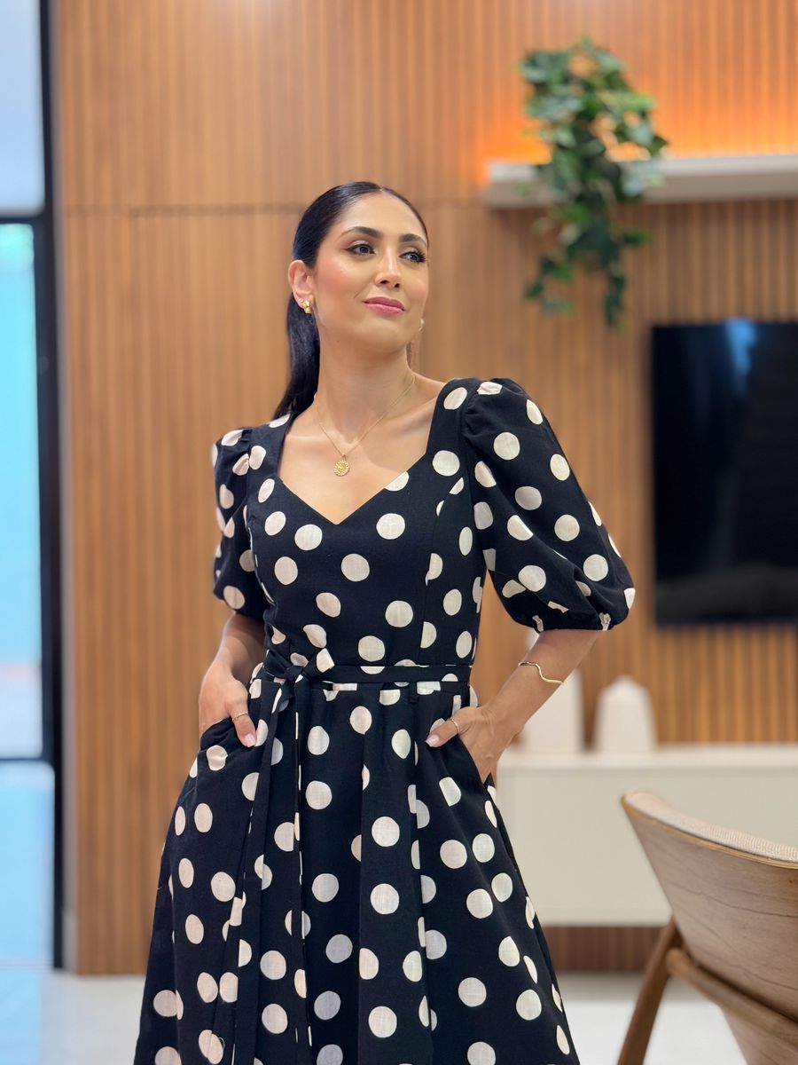 Vestido Juliana Preto E Off White