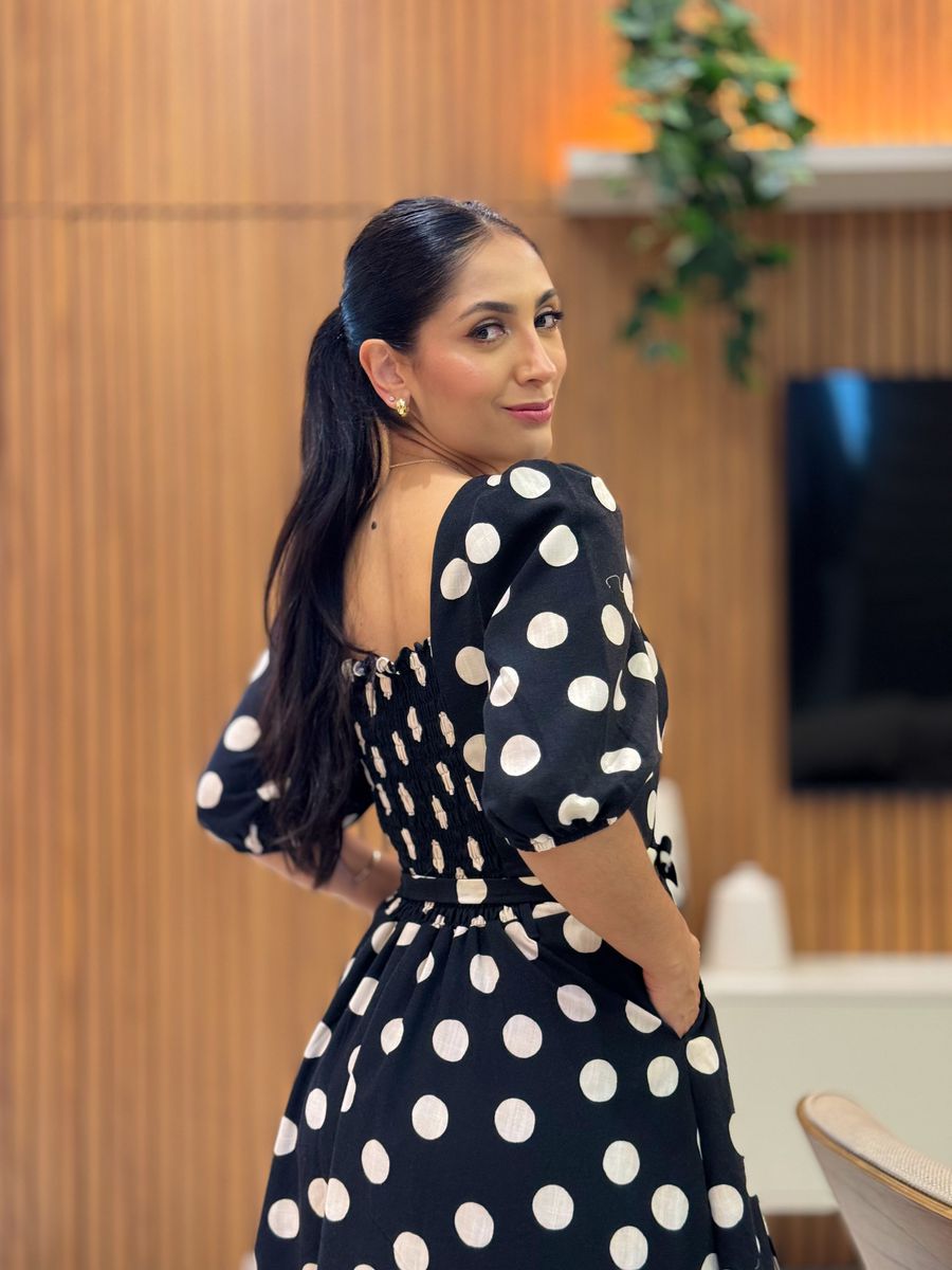 Vestido Juliana Preto E Off White