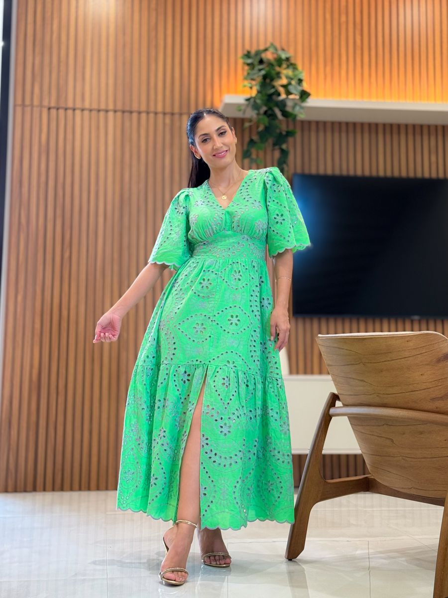 Vestido Luiza Verde E Lilas