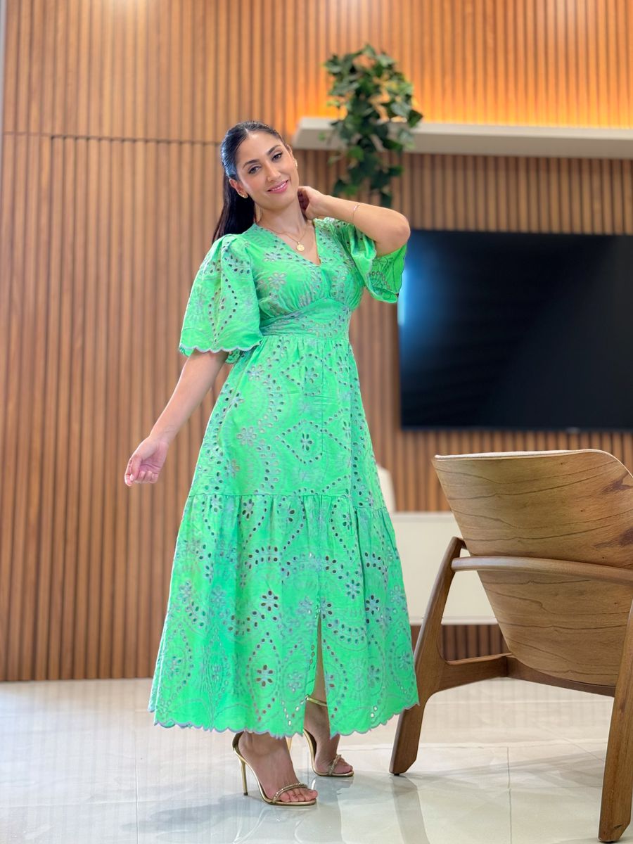 Vestido Luiza Verde E Lilas