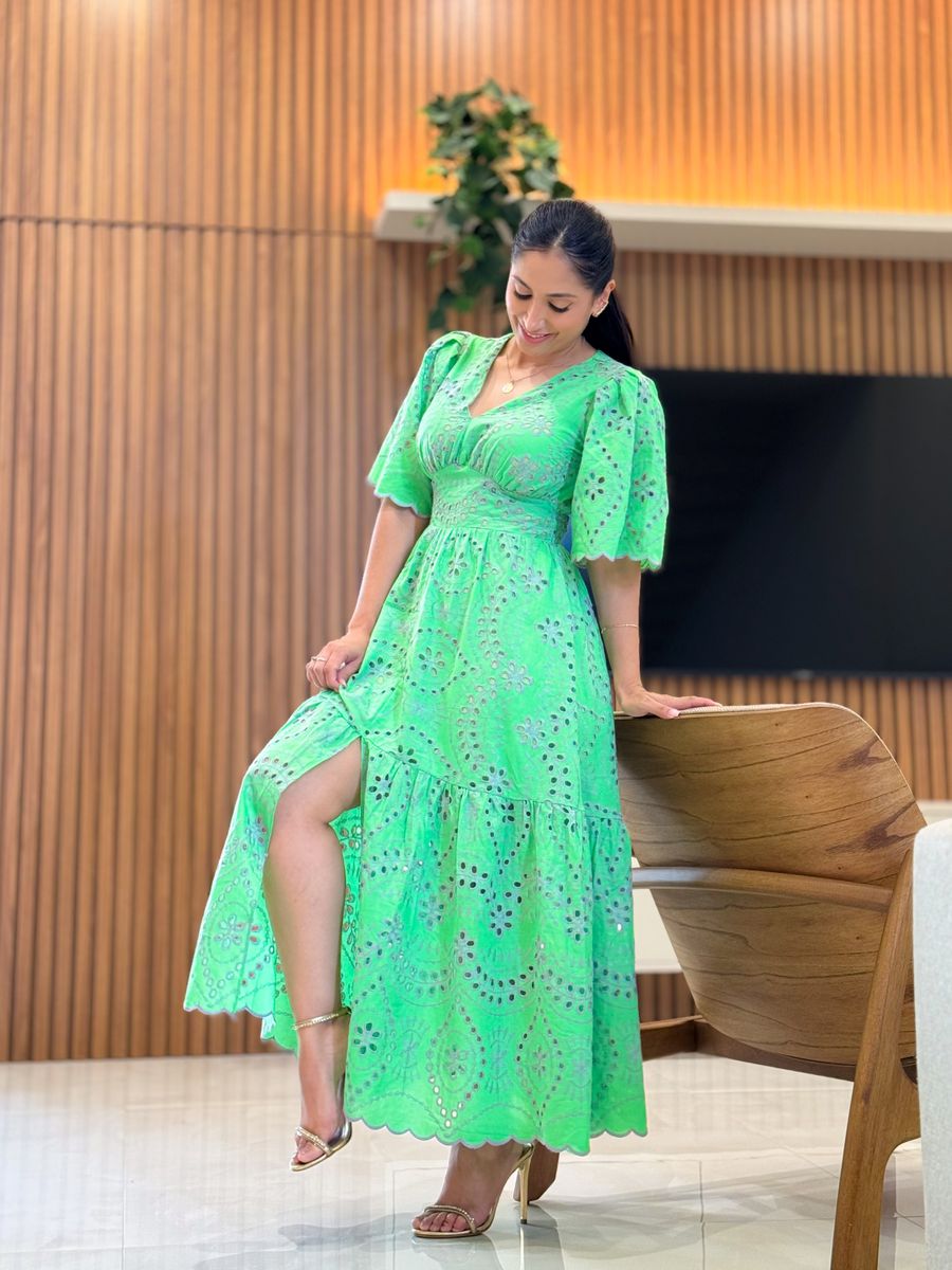 Vestido Luiza Verde E Lilas