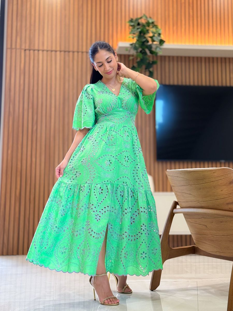 Vestido Luiza Verde E Lilas