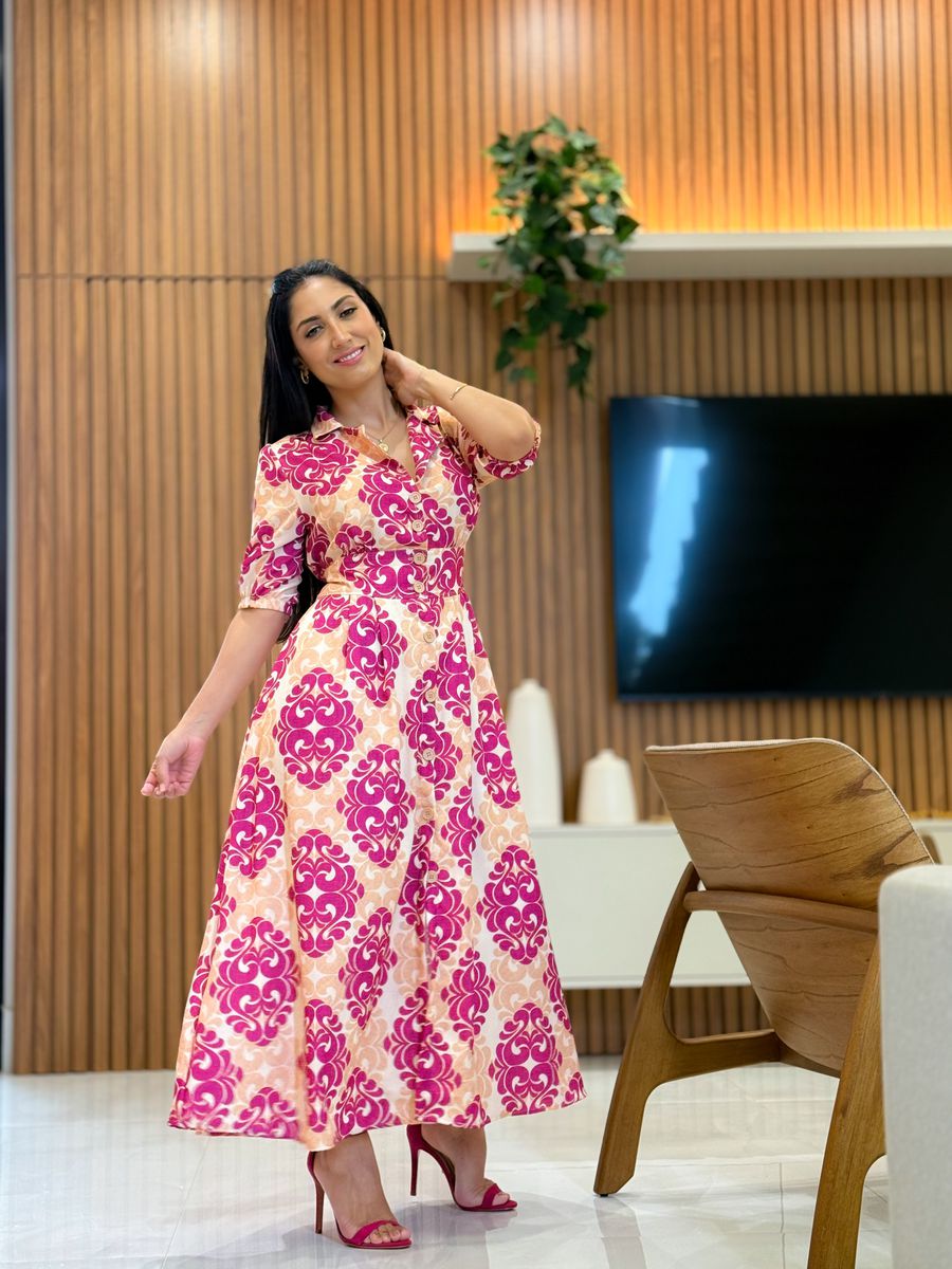 Vestido Mila Nude E Fucsia 