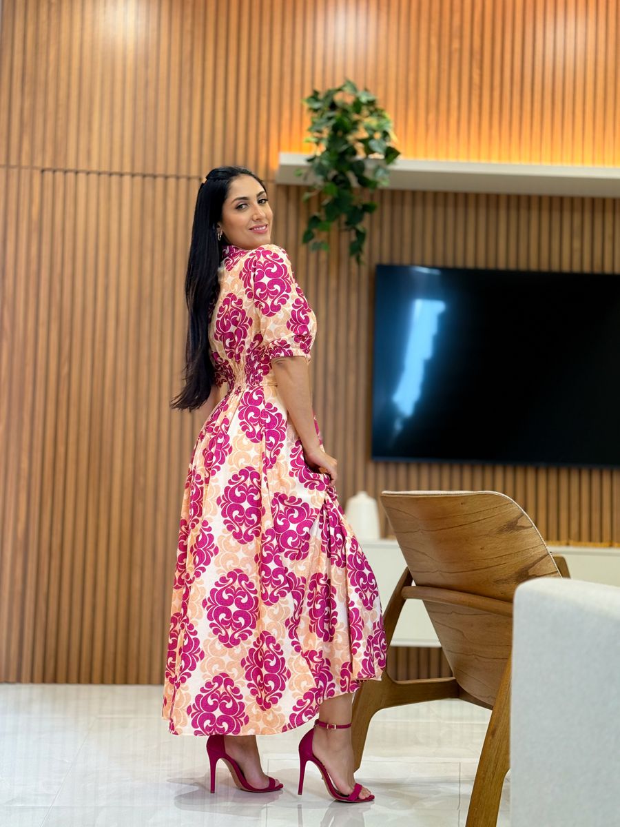 Vestido Mila Nude E Fucsia 