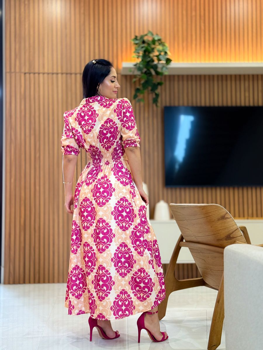 Vestido Mila Nude E Fucsia 