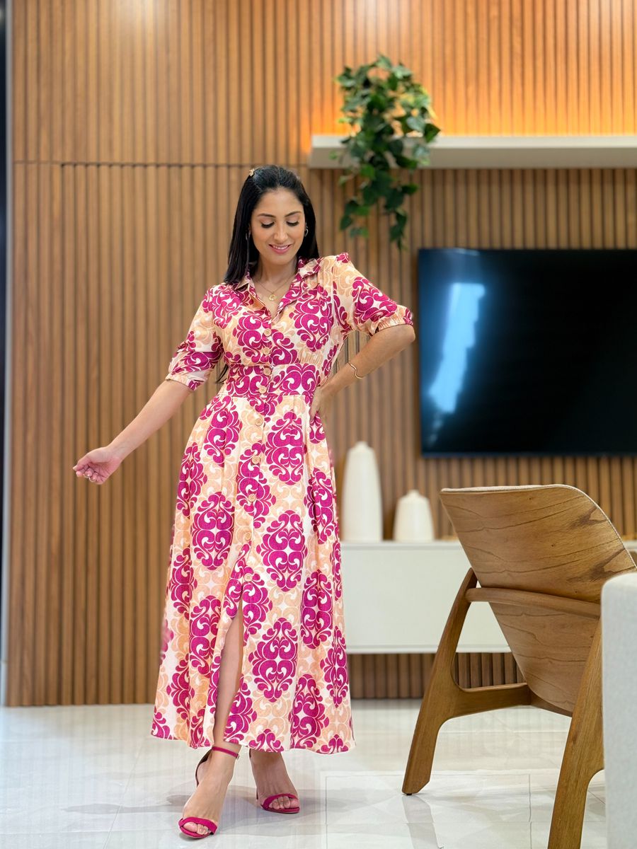 Vestido Mila Nude E Fucsia 