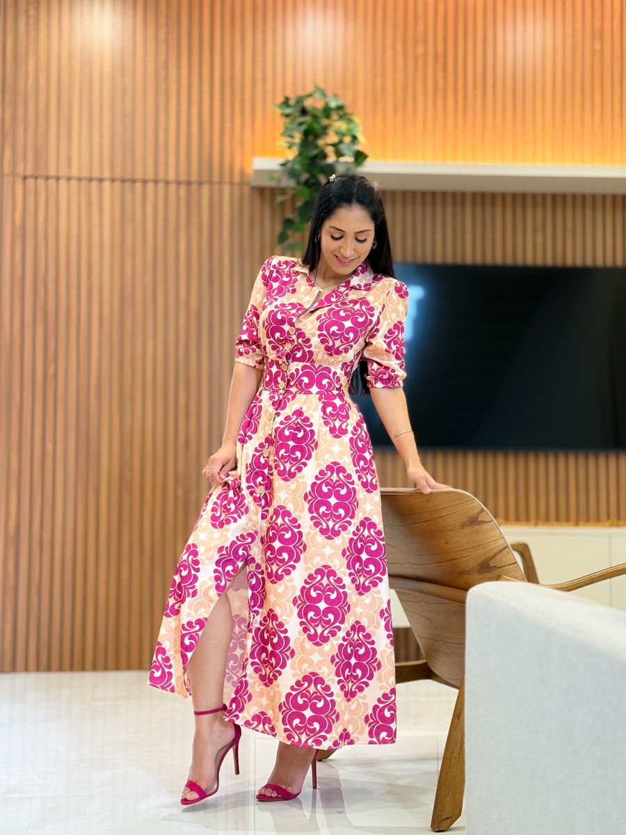 Vestido Mila Nude E Fucsia 