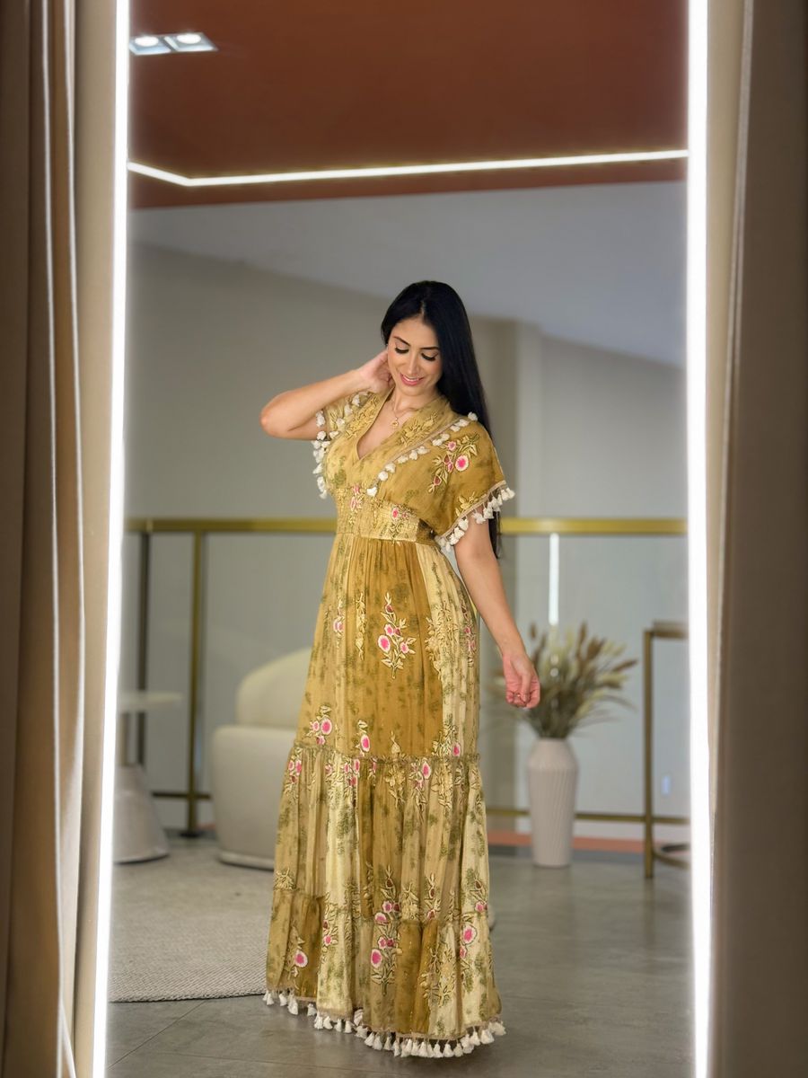 Vestido Sabrina Nude E Caramelo