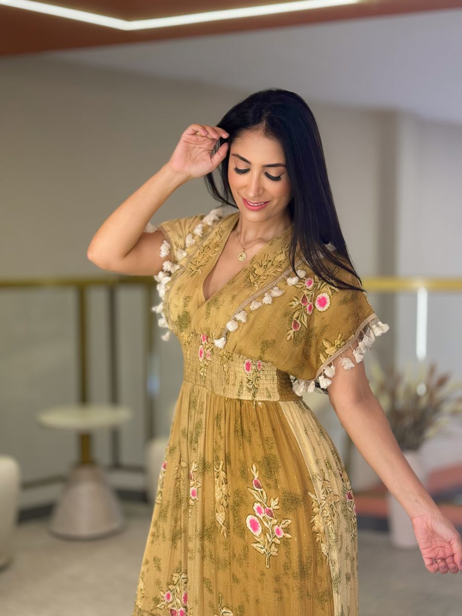 Vestido Sabrina Nude E Caramelo