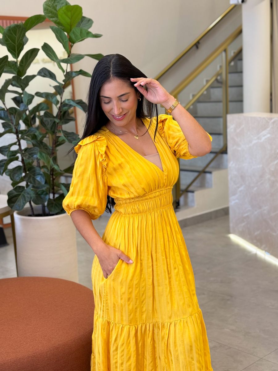 Vestido Eloa Mostarda