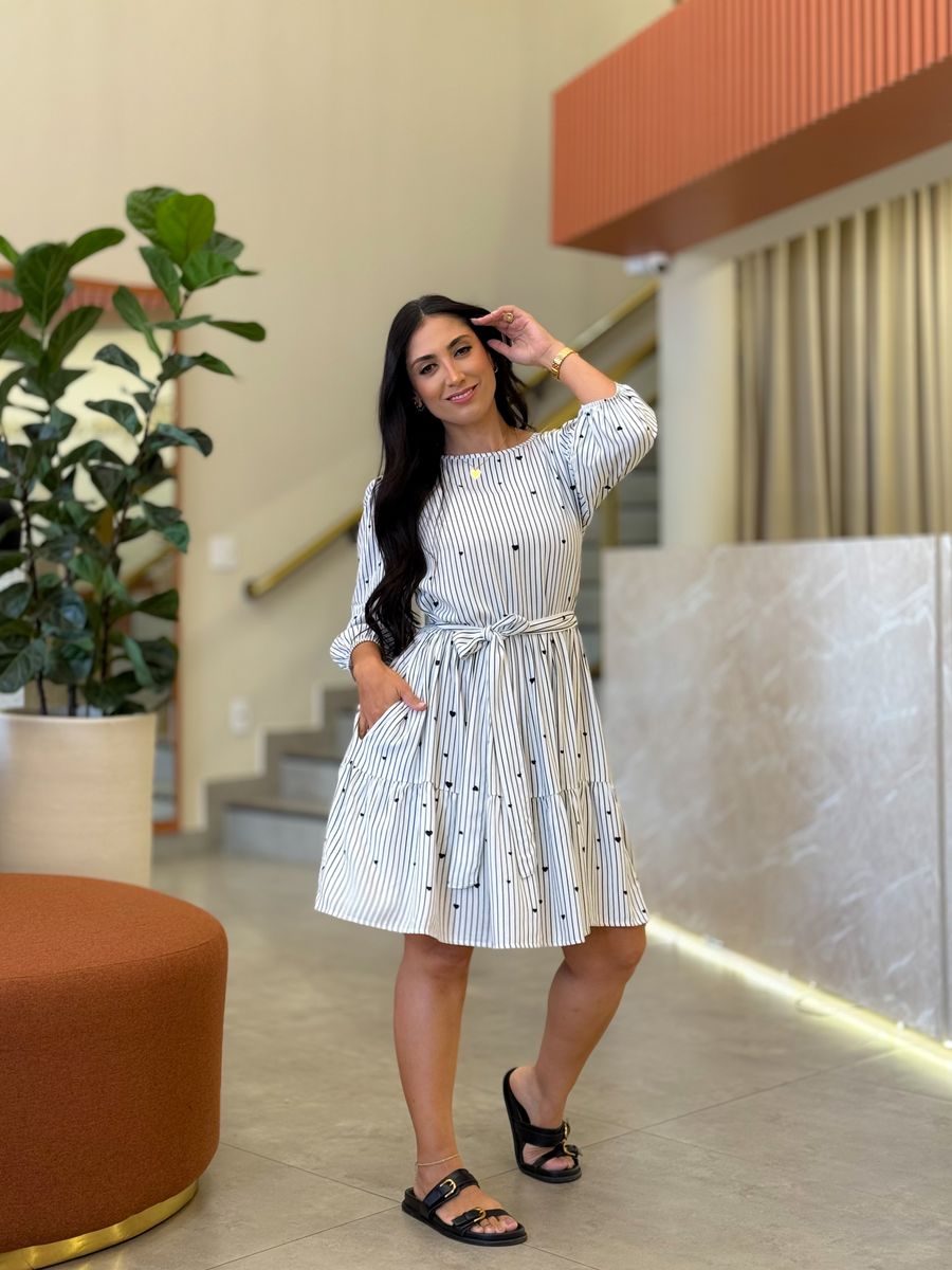 Vestido Antonela Branco E Preto