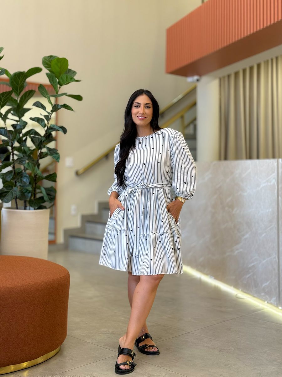 Vestido Antonela Branco E Preto