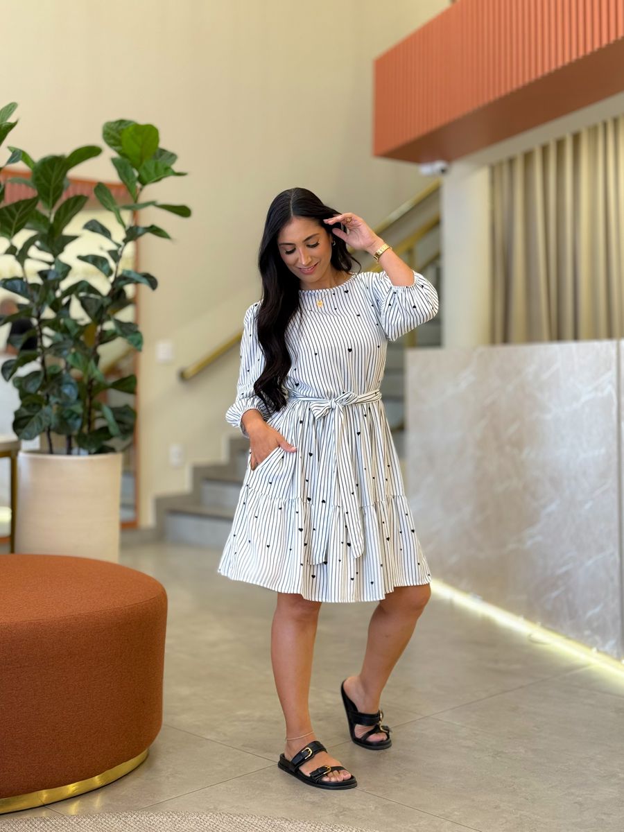 Vestido Antonela Branco E Preto