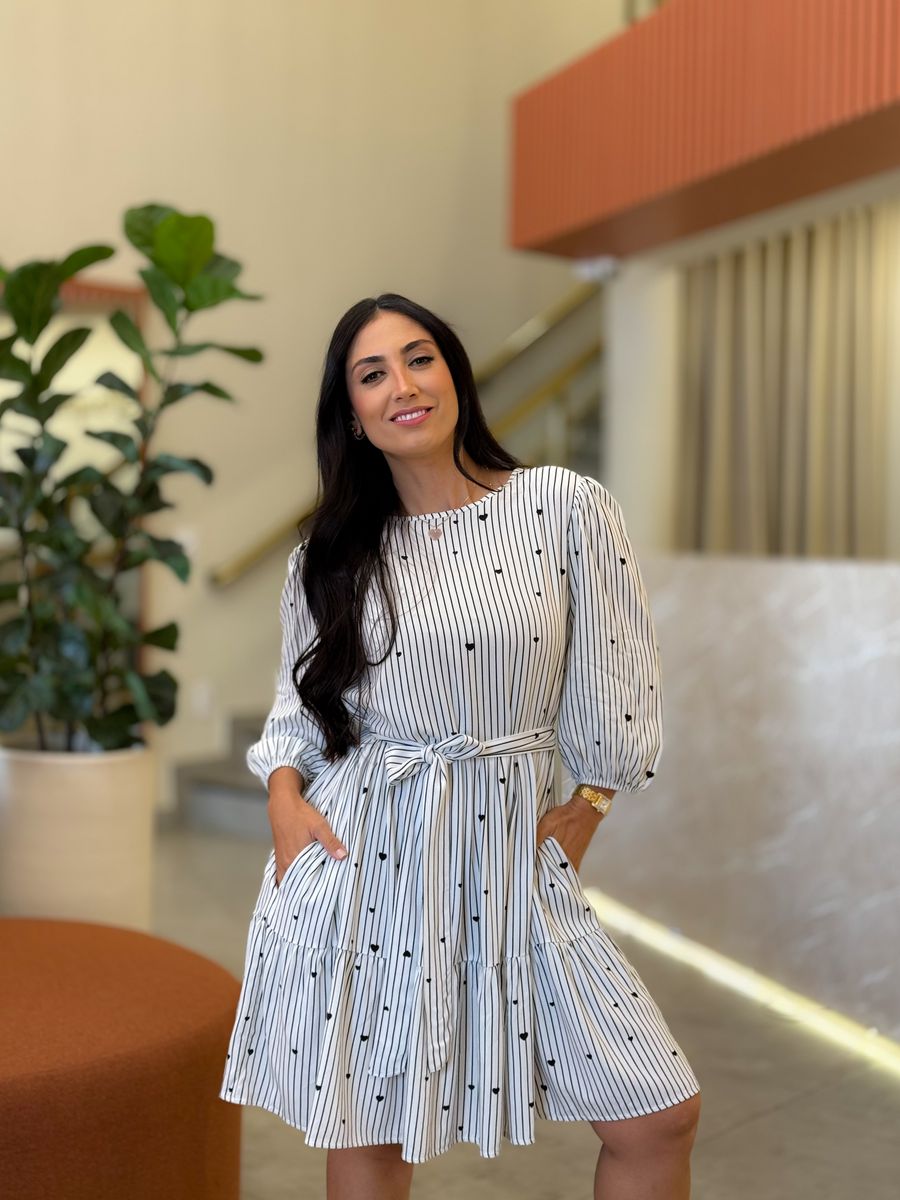 Vestido Antonela Branco E Preto