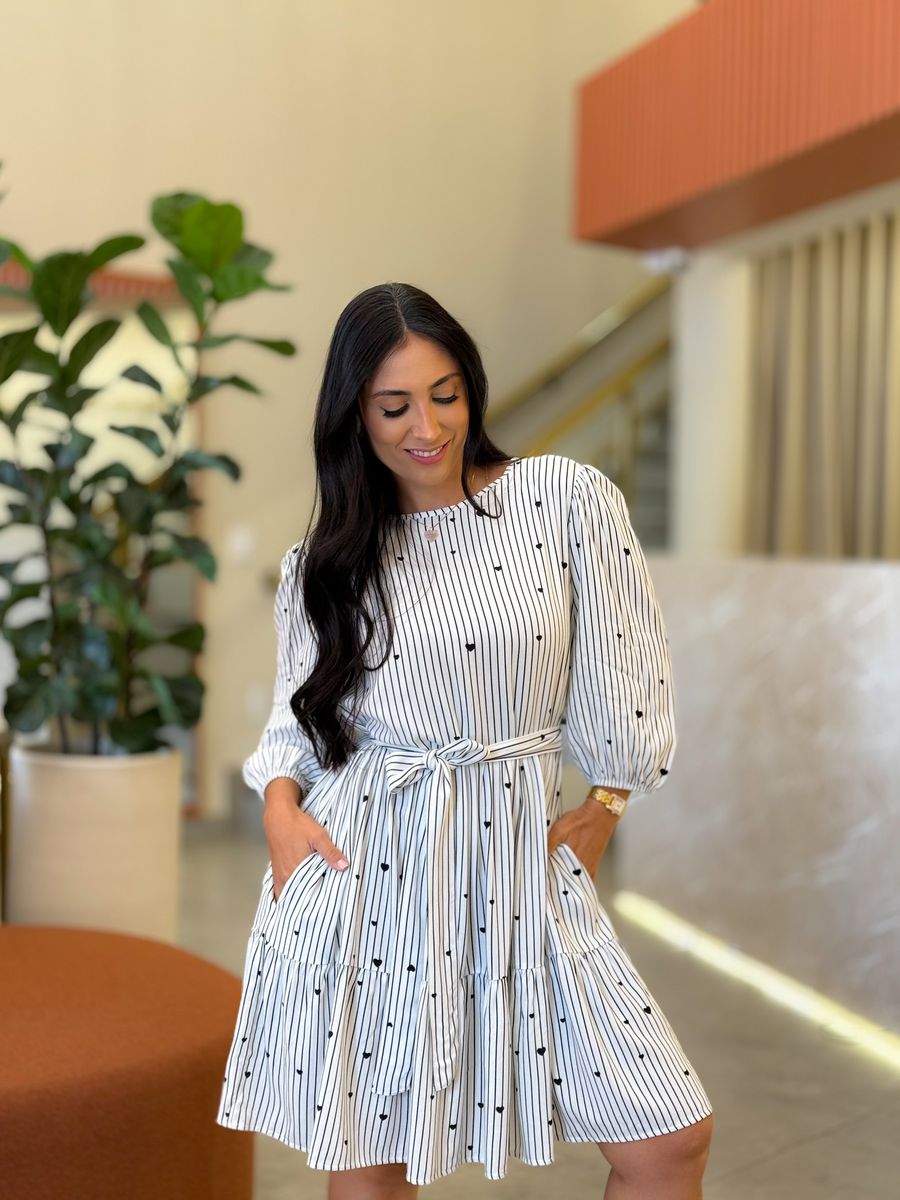 Vestido Antonela Branco E Preto