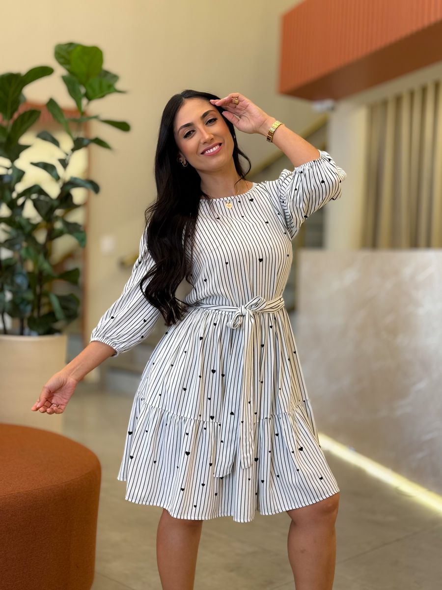 Vestido Antonela Branco E Preto