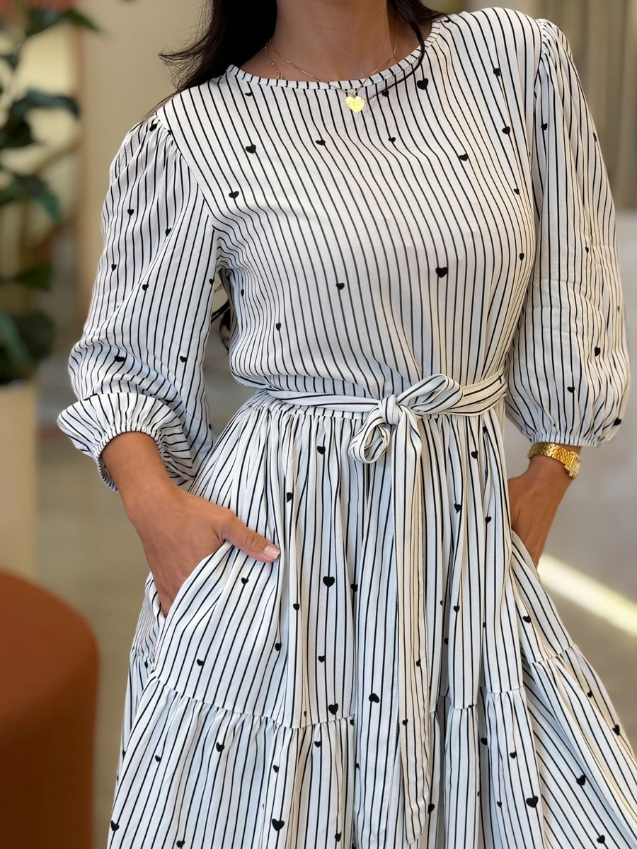Vestido Antonela Branco E Preto