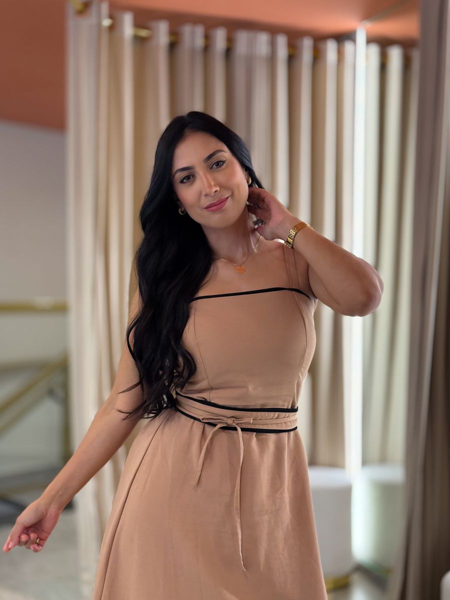 Vestido Maite Nude E Preto