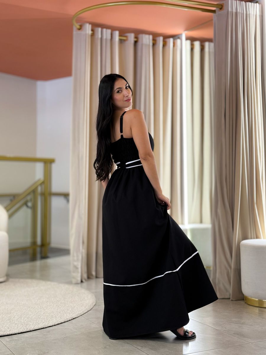 Vestido Maite Preto E Branco