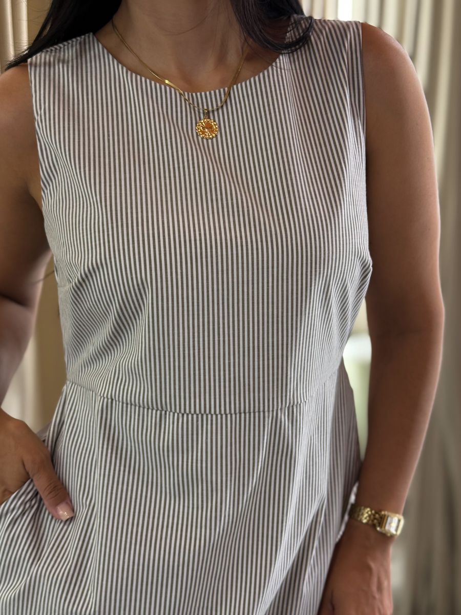 Vestido Taciele Marrom E Branco